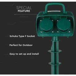 V-TAC Prise De Jardin Avec Câble De 3 M 4 Prises 16 A Avec Couvercle Vert IP44 -V-TAC Soldes 67658891 3