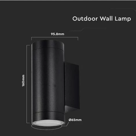 V-tac VT-11015 Applique Murale Extérieure Up/Down - GU10 - Aluminium - Noir - IP44 5 V-tac VT-11015 Applique Murale Extérieure Up/Down - GU10 - Aluminium - Noir - IP44 – Image 5