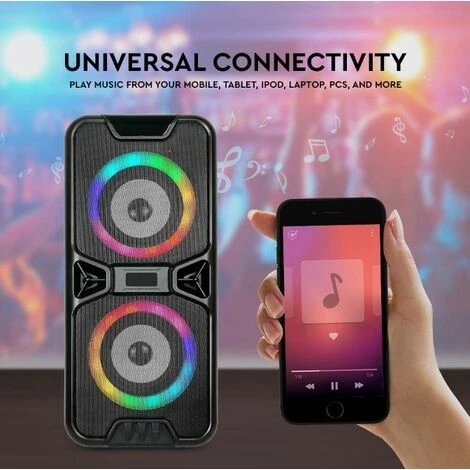 V-tac VT-6204-2 Haut-parleur Mobile Avec Bluetooth Et RGB - 2x 10W 5 V-tac VT-6204-2 Haut-parleur Mobile Avec Bluetooth Et RGB - 2x 10W – Image 5