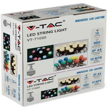 V-tac VT-71020 Guirlande Lumineuse - étanche - 20 Lampes LED - 3000K - 10M 4 V-tac VT-71020 Guirlande Lumineuse - étanche - 20 Lampes LED - 3000K - 10M – Image 4