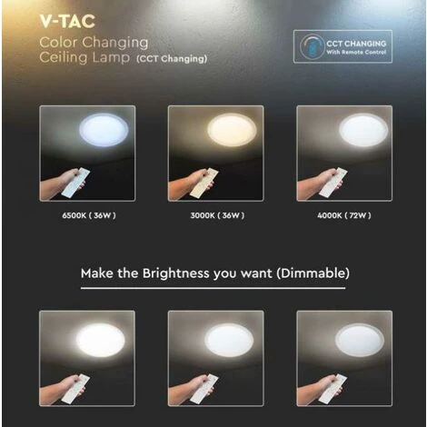 V-tac 3in1 72w Vt-8472-n Plafonnier Led Rond Vt-8472-n - 2114951 4 V-tac 3in1 72w Vt-8472-n Plafonnier Led Rond Vt-8472-n - 2114951 – Image 4