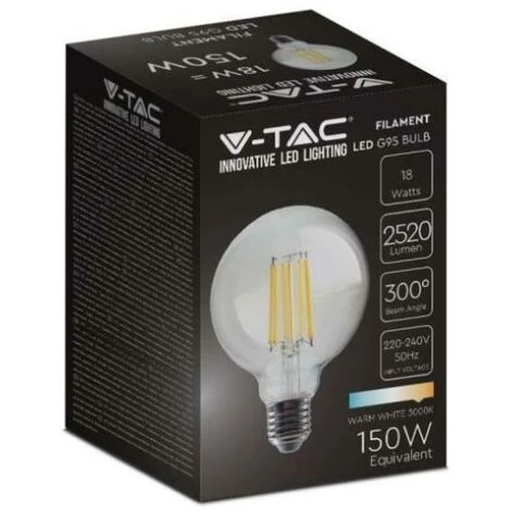 Ampoule Led G95 V-tac E27 18w 3000k Vt-2338-n - 212803 2 Ampoule Led G95 V-tac E27 18w 3000k Vt-2338-n - 212803 – Image 2