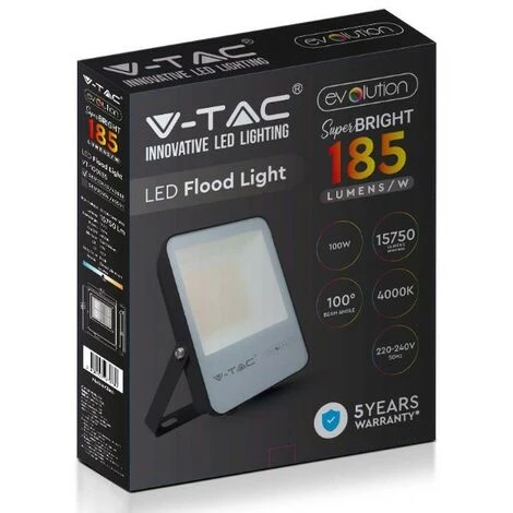 V-tac VT-100185 Projecteur à LED - 100 W - 13700 Lm - 6400K - Noir - Extra économique 4 V-tac VT-100185 Projecteur à LED - 100 W - 13700 Lm - 6400K - Noir - Extra économique – Image 4