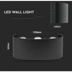 V-tac VT-846 Applique Murale LED Haut/bas - 5W - 630 Lm - 3000K - Noir -V-TAC Soldes 69427523 5