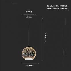V-TAC Lustre Suspension LED Avec Douille E27 (Max 60W) Cloche En Verre Miroir Couleur Chrome Avec Effet 3D D: 15cm -V-TAC Soldes 70206663 3