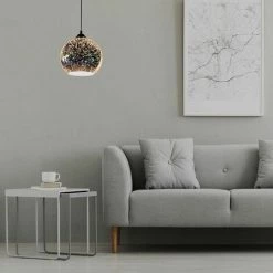 V-TAC Lustre Suspension LED Avec Douille E27 (Max 60W) Cloche En Verre Miroir Couleur Chrome Avec Effet 3D D: 15cm -V-TAC Soldes 70206663 5