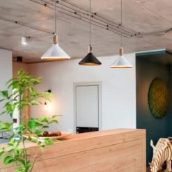 V-TAC Lustre LED Conique En Métal Avec Douille E27 (Max 60W) Couleur Blanc Brillant Et Fixation En Bois -V-TAC Soldes 70206697 4