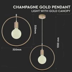 V-TAC Lustre LED Cercle En Métal Avec Douille E27 (Max 60W) Couleur Or Champagne -V-TAC Soldes 70223047 3