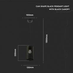 V-TAC Lustre LED Cylindre Nid D'Abeille En Métal Satiné Avec Douille E27 (Max 60W) Couleur Noir Mat -V-TAC Soldes 70223049 4