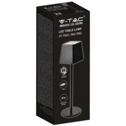 V-tac VT-7563 Lampe De Table - 3000K - Gradable Par Touche - Rechargeable - Noir 8 V-tac VT-7563 Lampe De Table - 3000K - Gradable Par Touche - Rechargeable - Noir -V-TAC Soldes 70291778 4