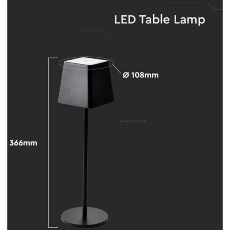 V-tac VT-7563 Lampe De Table - 3000K - Gradable Par Touche - Rechargeable - Noir 5 V-tac VT-7563 Lampe De Table - 3000K - Gradable Par Touche - Rechargeable - Noir – Image 5