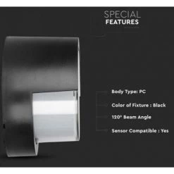 V-tac 12w 3000k Noir Led Lampe Murale Vt-827-rd-n - 218537 6 V-tac 12w 3000k Noir Led Lampe Murale Vt-827-rd-n - 218537 -V-TAC Soldes 70439066 3