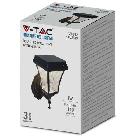 V-tac VT-982 Valencia Solar Wall Light - Alimentation Solaire - Lampe LED - 3 Couleurs De Lumière 4 V-tac VT-982 Valencia Solar Wall Light - Alimentation Solaire - Lampe LED - 3 Couleurs De Lumière – Image 4