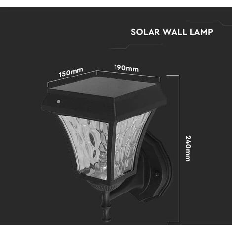 V-tac VT-982 Valencia Solar Wall Light - Alimentation Solaire - Lampe LED - 3 Couleurs De Lumière 5 V-tac VT-982 Valencia Solar Wall Light - Alimentation Solaire - Lampe LED - 3 Couleurs De Lumière – Image 5
