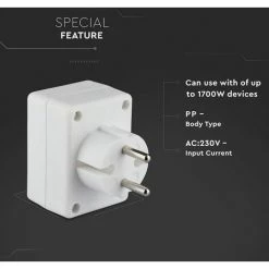 V-TAC Adaptateur Multiprise Avec 3 Prises Frontales 2,5A Et Prise Shuko.Couleur Blanche 7 V-TAC Adaptateur Multiprise Avec 3 Prises Frontales 2,5A Et Prise Shuko.Couleur Blanche -V-TAC Soldes 70885857 3