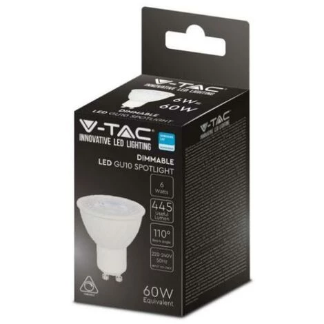 V-tac Ampoule Led 6w Gu10 3000k- Samsung Chip Vt-247d-n - 21198 2 V-tac Ampoule Led 6w Gu10 3000k- Samsung Chip Vt-247d-n - 21198 – Image 2