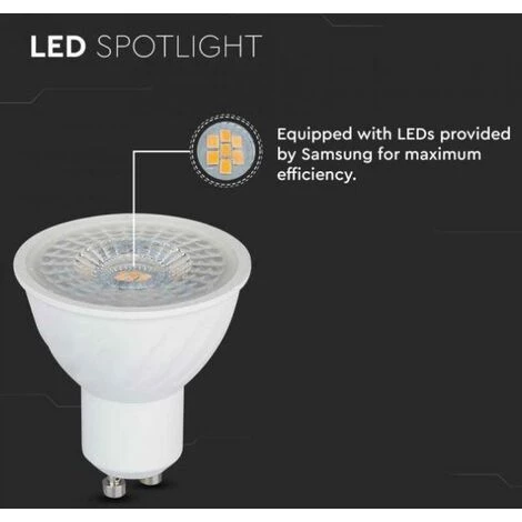 V-tac Ampoule Led 6w Gu10 3000k- Samsung Chip Vt-247d-n - 21198 4 V-tac Ampoule Led 6w Gu10 3000k- Samsung Chip Vt-247d-n - 21198 – Image 4