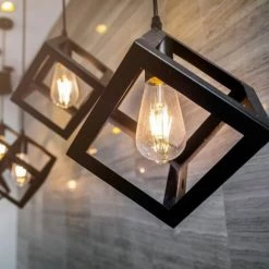 V-TAC Lustre Cube En Métal LED Avec Douille E27 (Max 60W) Couleur Or Champagne -V-TAC Soldes 71300125 4