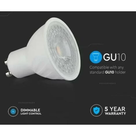 V-tac 6w 4000k Gu10 Ampoule Spot Led Dimmable Vt-227d-n - 196 - 21196 2 V-tac 6w 4000k Gu10 Ampoule Spot Led Dimmable Vt-227d-n - 196 - 21196 – Image 2