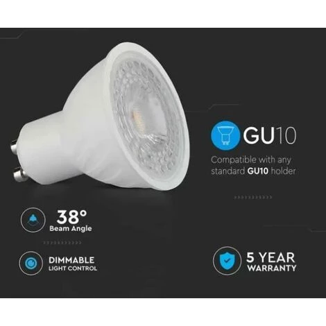 V-tac 6w Gu10 6500k Ampoule Spot Led Dimmable Vt-227d-n - 197 - 21197 3 V-tac 6w Gu10 6500k Ampoule Spot Led Dimmable Vt-227d-n - 197 - 21197 – Image 3