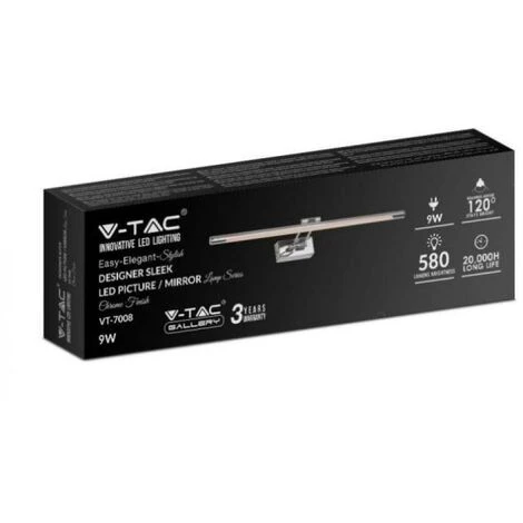 V-tac Lampe Miroir Led 9w 4000k Chrome Vt-7008-n - 3894 - 213894 2 V-tac Lampe Miroir Led 9w 4000k Chrome Vt-7008-n - 3894 - 213894 – Image 2