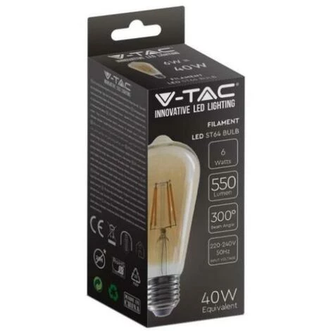 Ampoule à Led St64 V-tac 6w E27 2200k Ambre Vt-1966-n- 4362 -214362 2 Ampoule à Led St64 V-tac 6w E27 2200k Ambre Vt-1966-n- 4362 -214362 – Image 2