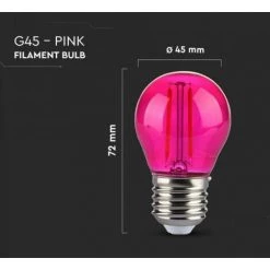Ampoule Led G45 V-tac 2w E27 Rose Vt-2132-p-n - 7410- 217410 -V-TAC Soldes 71614188 5