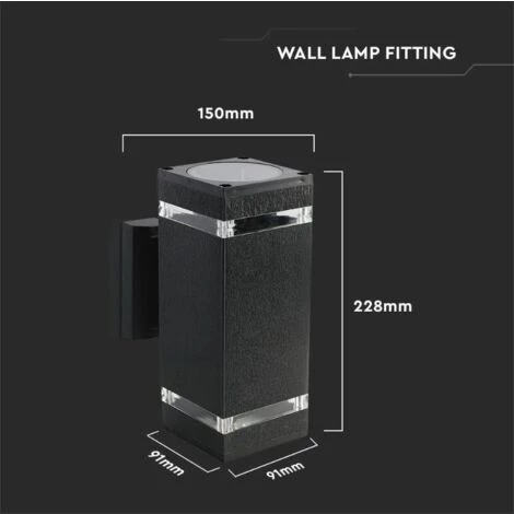 V-tac VT-968 Applique Extérieure Up/Down - E27 - Noir - IP44 - Carré 4 V-tac VT-968 Applique Extérieure Up/Down - E27 - Noir - IP44 - Carré – Image 4