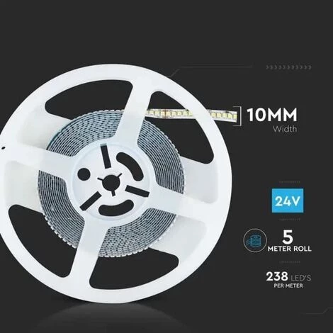 V-TAC VT-2835 Bande Strip Led 1190LED 24V 18w / M SMD2835 5Mt Blanc Froid 6400K IP20 Sans Wp - SKU 212601 2 V-TAC VT-2835 Bande Strip Led 1190LED 24V 18w / M SMD2835 5Mt Blanc Froid 6400K IP20 Sans Wp - SKU 212601 – Image 2