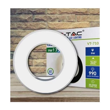 V-TAC VT-710 Applique Murale LED 9W Blanc Chaud 3000K Corps Aluminium Rond Blanc IP20 - SKU 8225 4 V-TAC VT-710 Applique Murale LED 9W Blanc Chaud 3000K Corps Aluminium Rond Blanc IP20 - SKU 8225 – Image 4