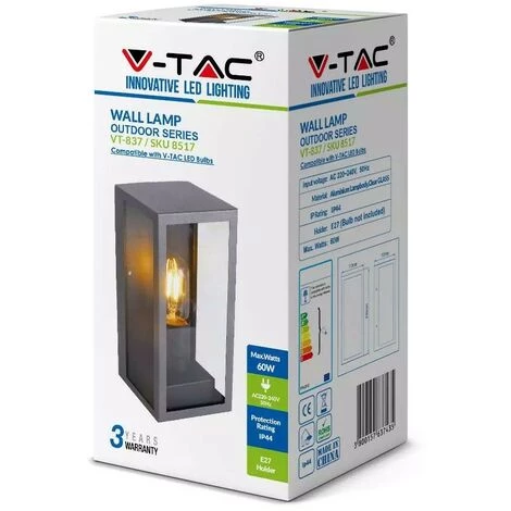V-TAC Applique Murale E27 Rectangulaire Extérieure IP44 5 V-TAC Applique Murale E27 Rectangulaire Extérieure IP44 – Image 5