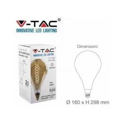 V-Tac VT-2138D LED Ampoule 8W Vintage Xl A160 Double Filament Spiral Verre Ambre E27 2200K Dimmable – SKU 7461 -V-TAC Soldes 9850005 4